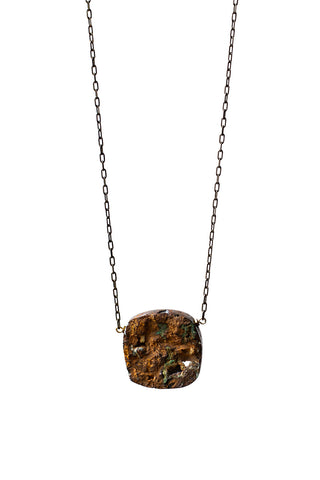 2240  CHRYSOCOLLA DRUZY ON BRASS CHAIN - ONE OF A KIND