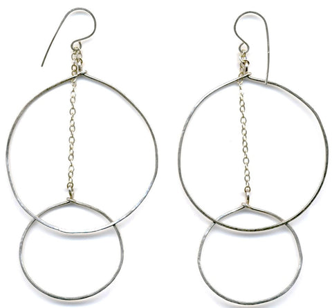 E0468S Hammered Sterling Circle Swing Earrings