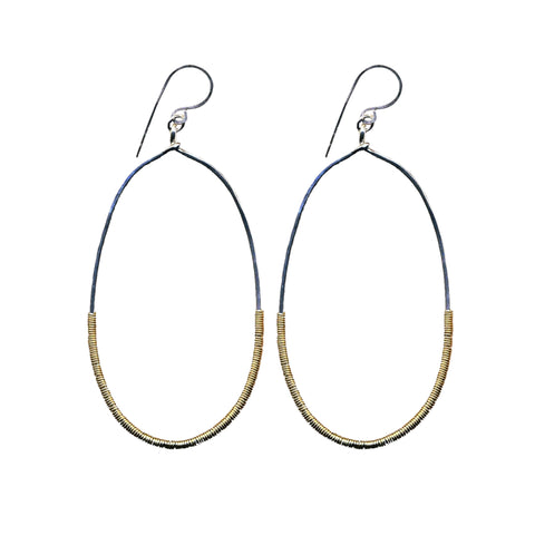 E0509 Gold Filled Wire Wrapped Oxidized Sterling Oval Earrings