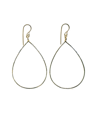 E0169G Large Hammered Gold Filled Teardrop Earrings