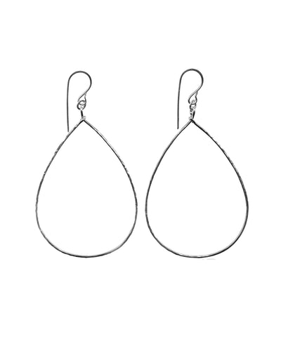 E0169S Large Hammered Sterling Teardrop Earrings