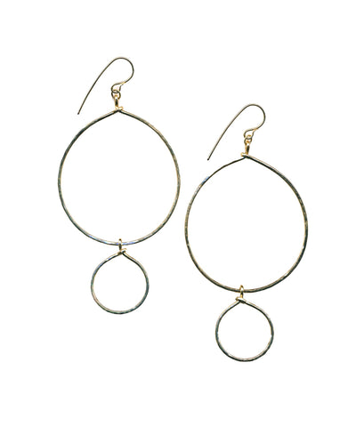 E0282 Gold Filled Double Circles Earrings