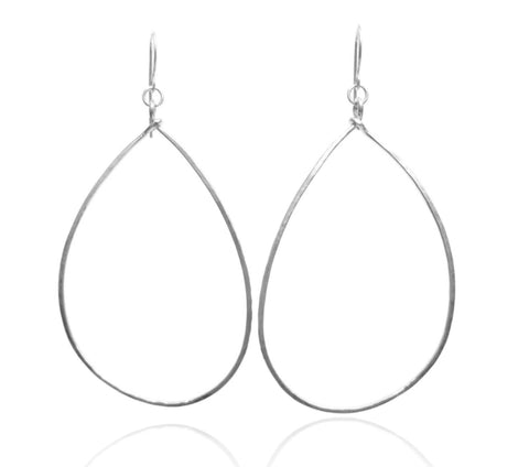 E0296S Hammered Sterling Asymmetrical Earrings - Large