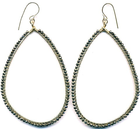 E0404 Large Asymmetrical Gold Filled Earrings with Wire Wrapped Pyrite