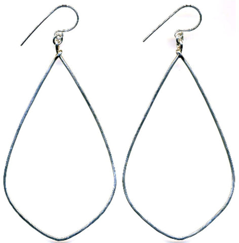 E0498S Hammered Sterling Elongated Diamond Earrings