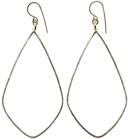 E0498G Hammered Gold Filled Elongated Diamond Earrings