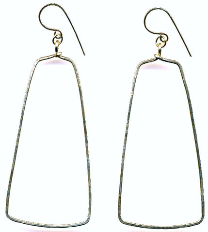 E0526 Hammered Gold Filled Tapered Rectangle Earrings