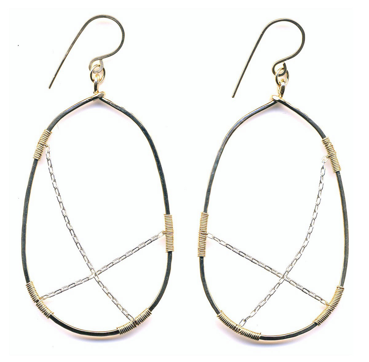 E0571 Hammered Gold Filled Oval with Sterling Chain