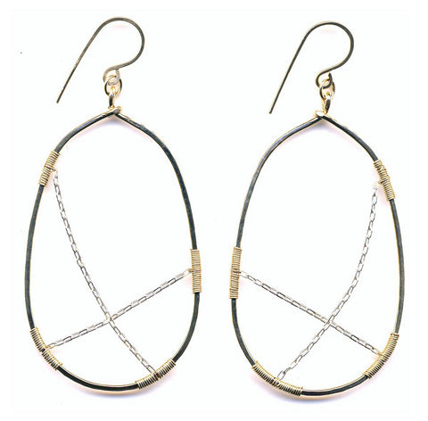 E0571 Hammered Gold Filled Oval with Sterling Chain