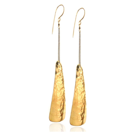 E0579 Hammered Brass Long Curved Triangle
