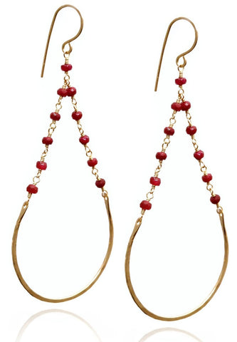 E0584 Faceted Rubies with Hammered Gold Filled Curve