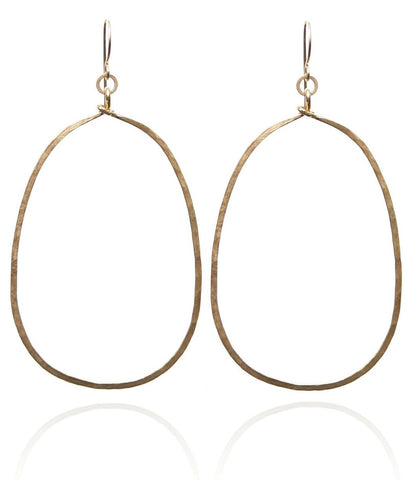 E0596G  Unpolished Gold Filled Hammered Oval