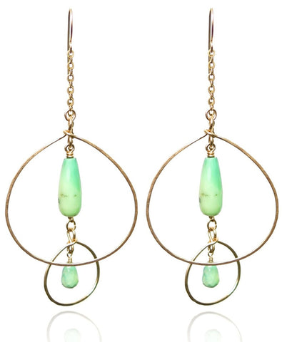 E0598  Amazonite on Gold Filled Double Teardrop Earrings