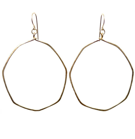 E0599G Matte Gold Filled Hammered Long Octagon Earrings