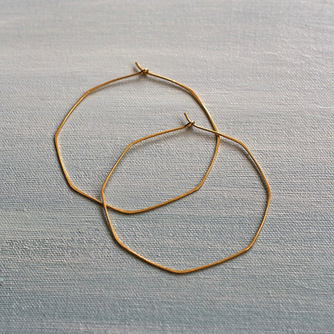 E0624 Hammered Gold Filled Geometric Earrings