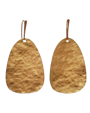 E0637 Hammered brass earrings with gold filled ear wires  3" Long